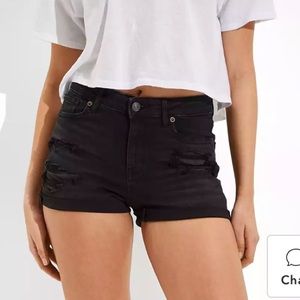 American Eagle Ne(x)t Level Midi Black Denim Short  | 2